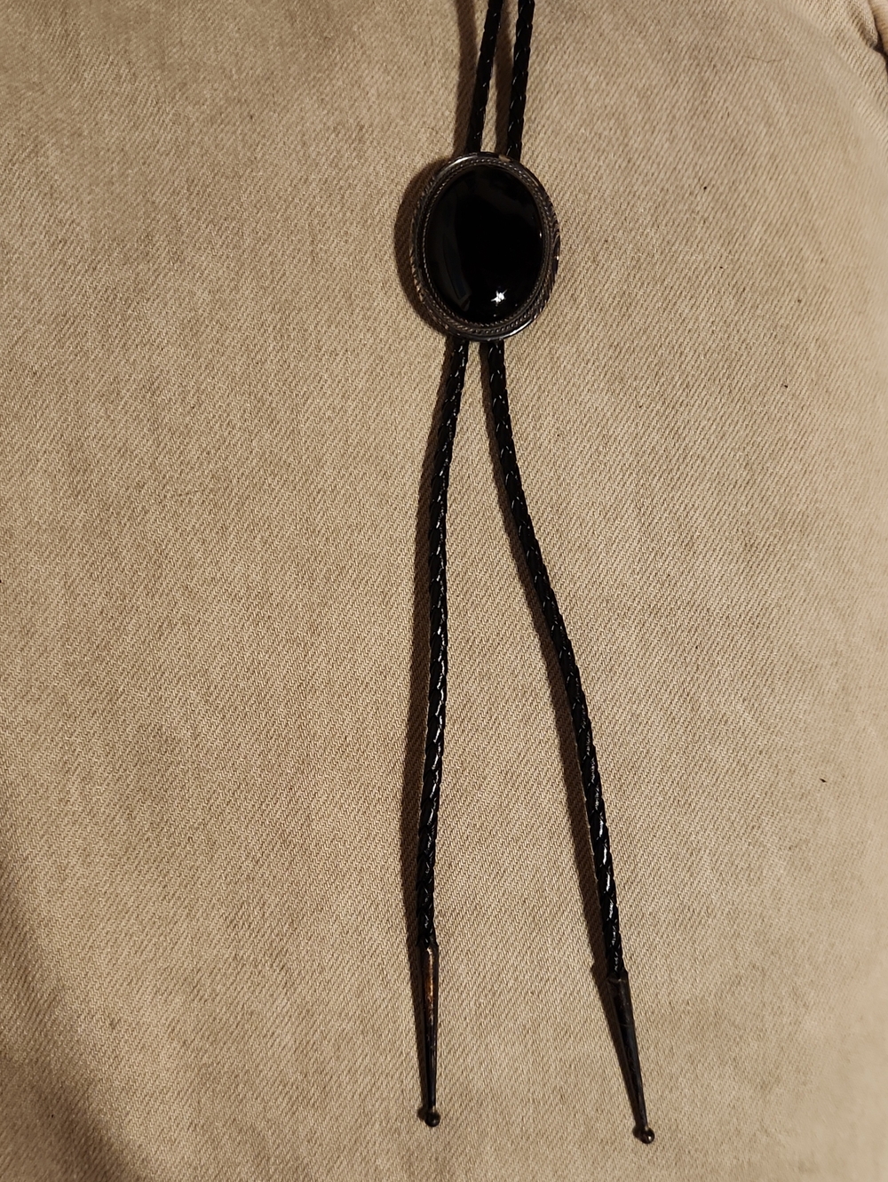Classic Black Onyx Bolo Tie Necklace